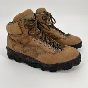 Vintage 90s Timberland Hiking Boots Womens 8 M Tan Brown Nubuck Leather Chunky